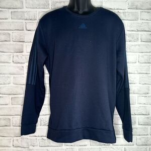 Adidas Classic Stripes Navy Blue Soft Crewneck Sweatshirt Size Large
